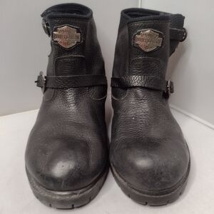 Harley Davidson Women's Leather Riding Boots Size 6.5 Black Boys 5 A5